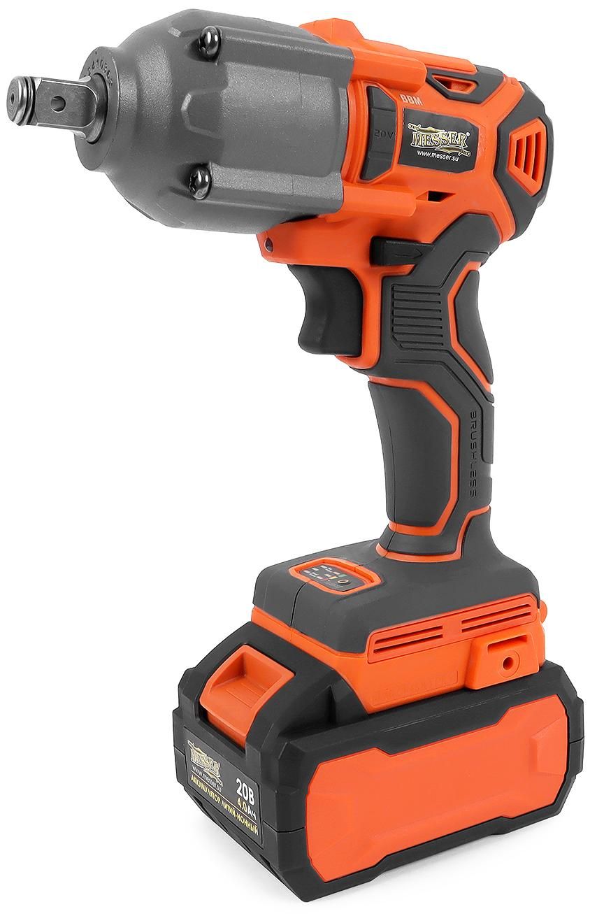 Гайковерт аккумуляторный ударный 750 Нм М20 6 Ач DCW9 Messer 05-41-096 - фото